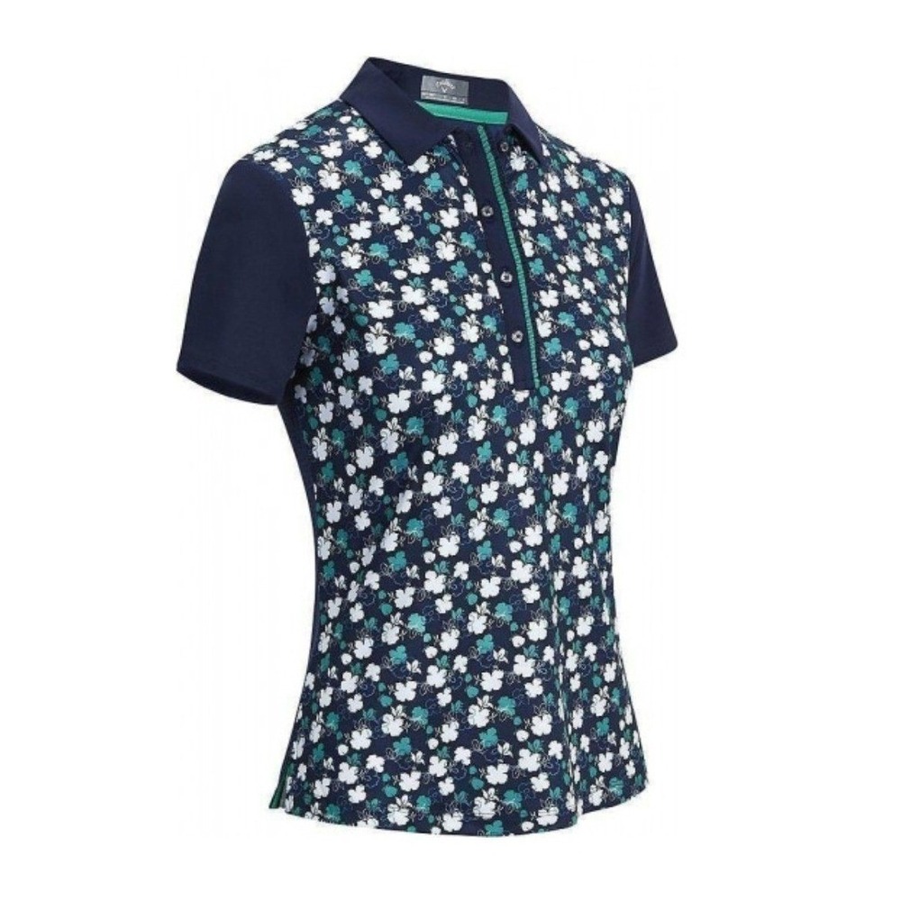 Callaway Floral Golf Polo Shirt  M Blue Green White Preppy Athleisure Resortwear